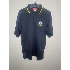 NFL Team Apparel Pittsburgh Steelers Mens Polo Golf Shirt Black Size Medium NWOT